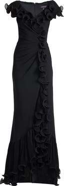 Tadashi Shoji Pleated Ruffle Gown