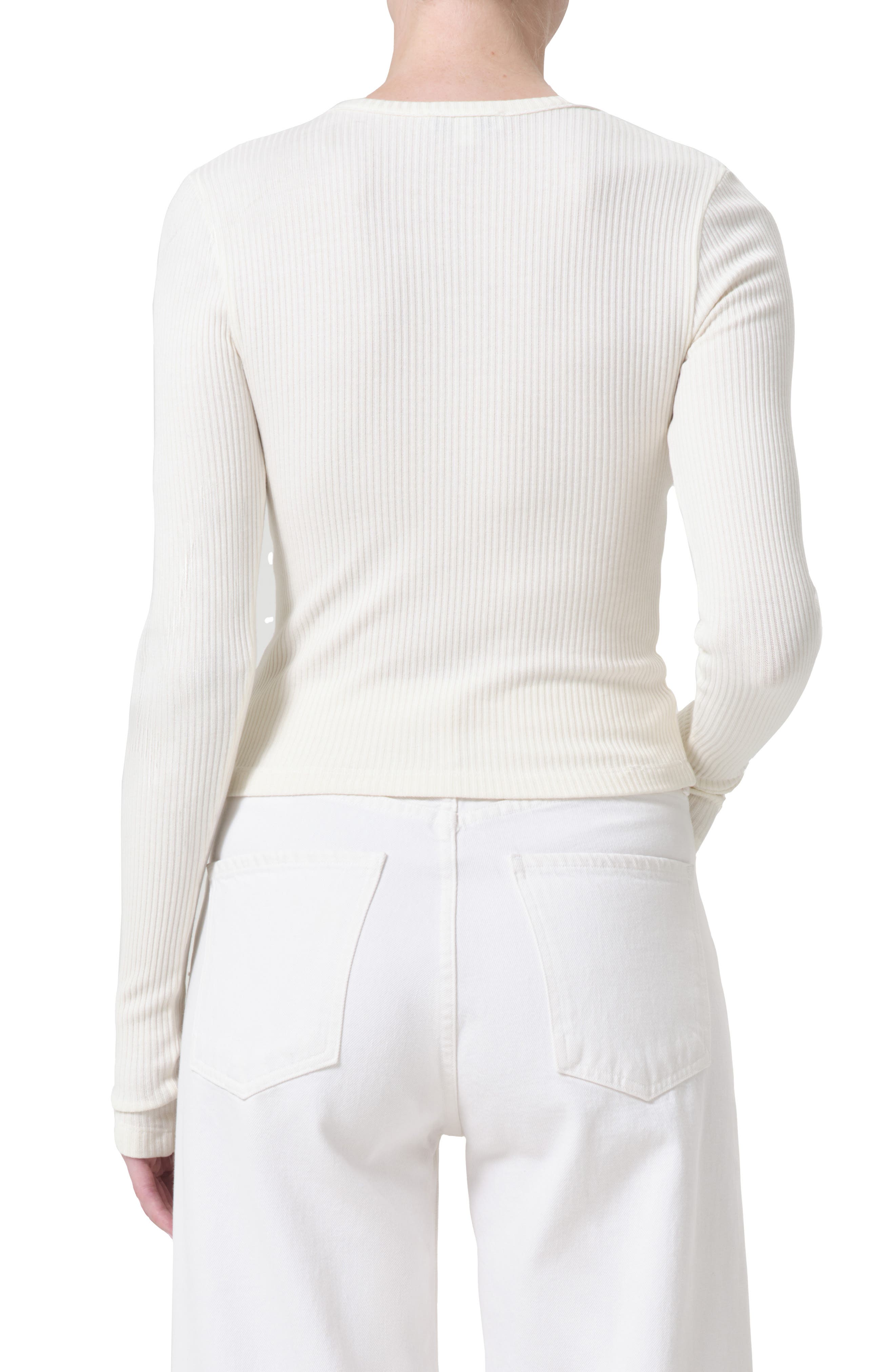 Alma Shrunken Long Sleeve Rib Top - image 2