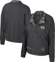 COLOSSEUM Women's Colosseum Heather Charcoal Georgia Bulldogs OHT Military Appreciation Payback Henley Thermal Sweatshirt