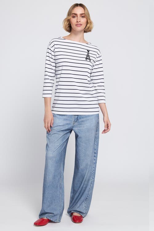 Elle Collection Striped Tee With Graphic Top In Multi