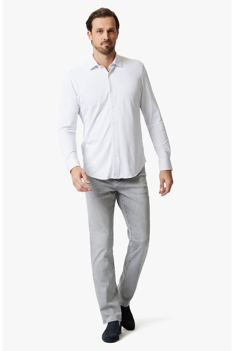 Modern Fit Diamond Dot Tech Button-Up Shirt, Alternate, color, WHITE