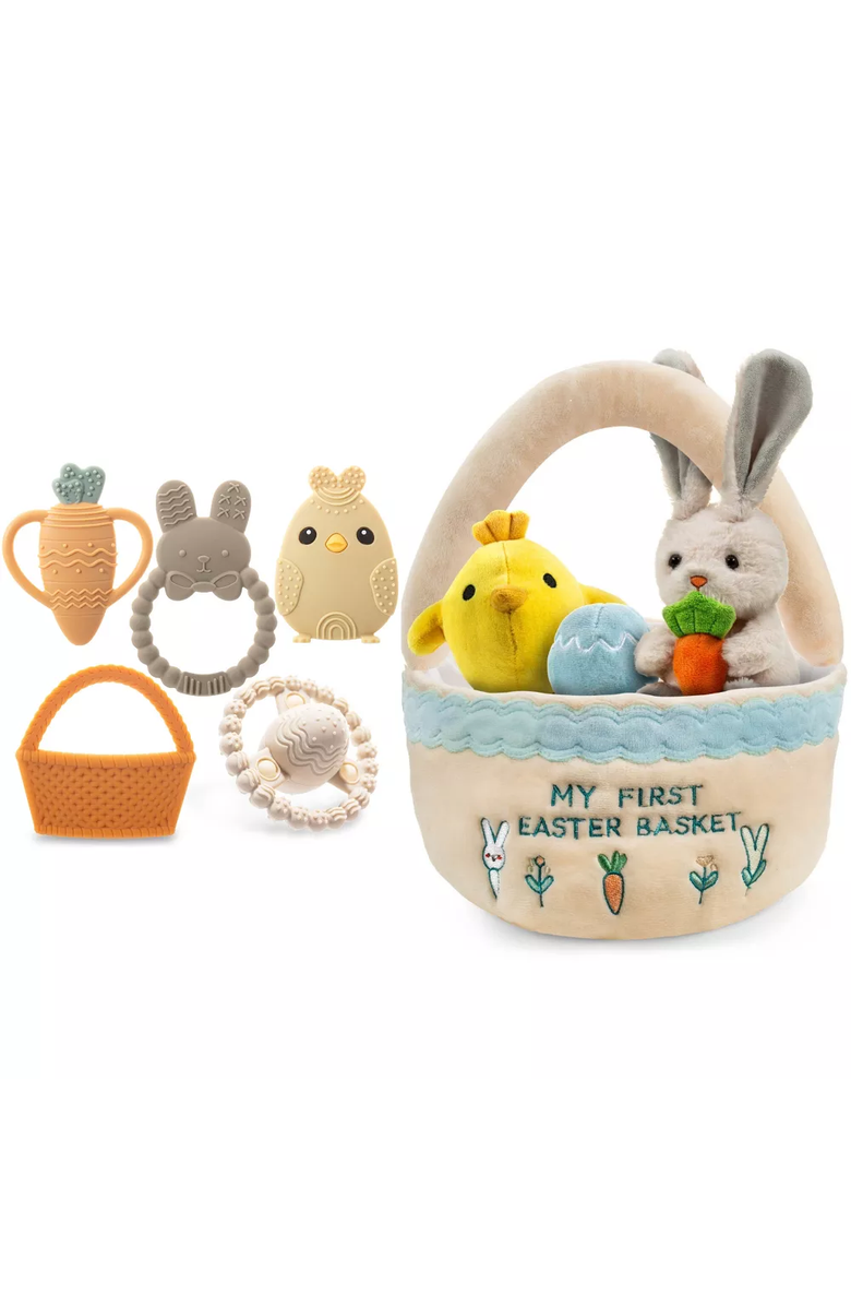 Sperric Easter Plush and Teether Baby Playset with Basket, Main, color, Neutral