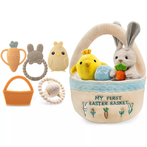 Easter Plush and Teether Baby Playset with Basket