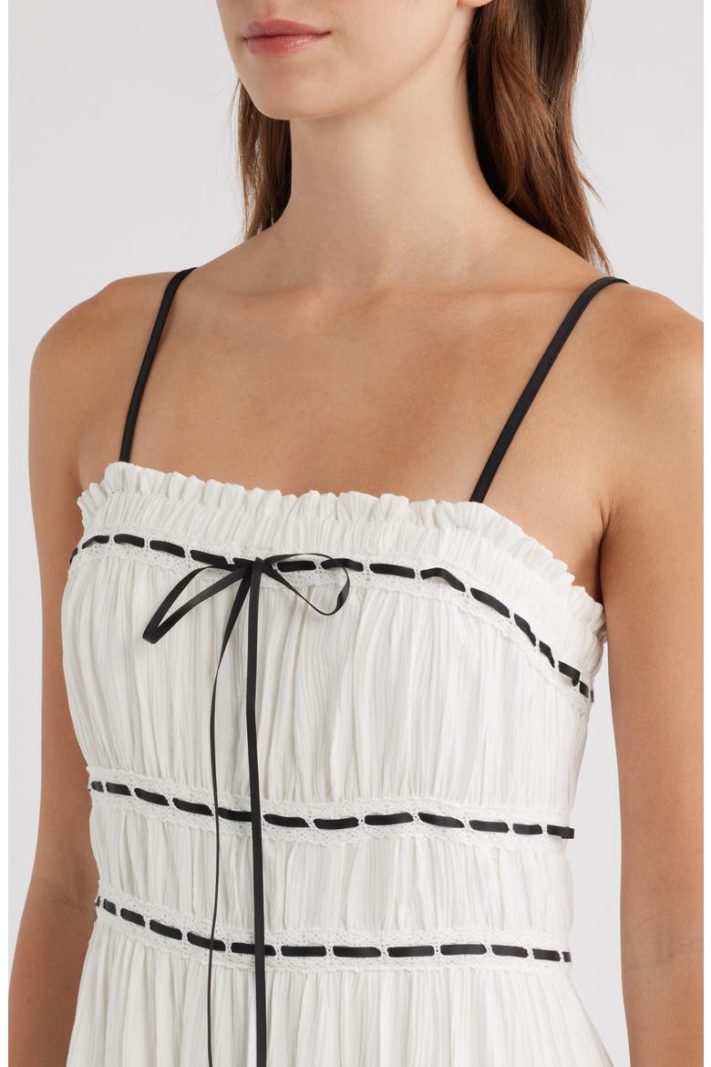 Ilse Front Tie Midi Dress, Alternate, color, WHITE/ BLACK