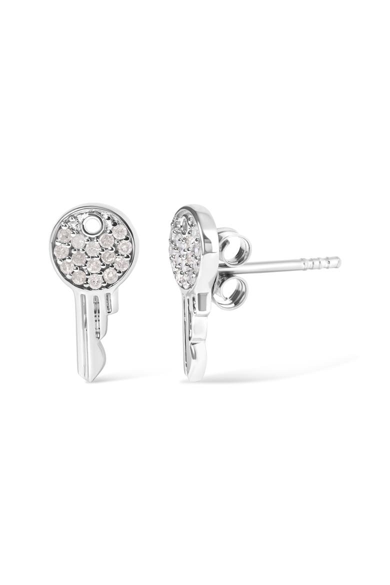 925 Sterling Silver 1/6ct TDW Diamond Charm Earrings, Alternate, color, Silver