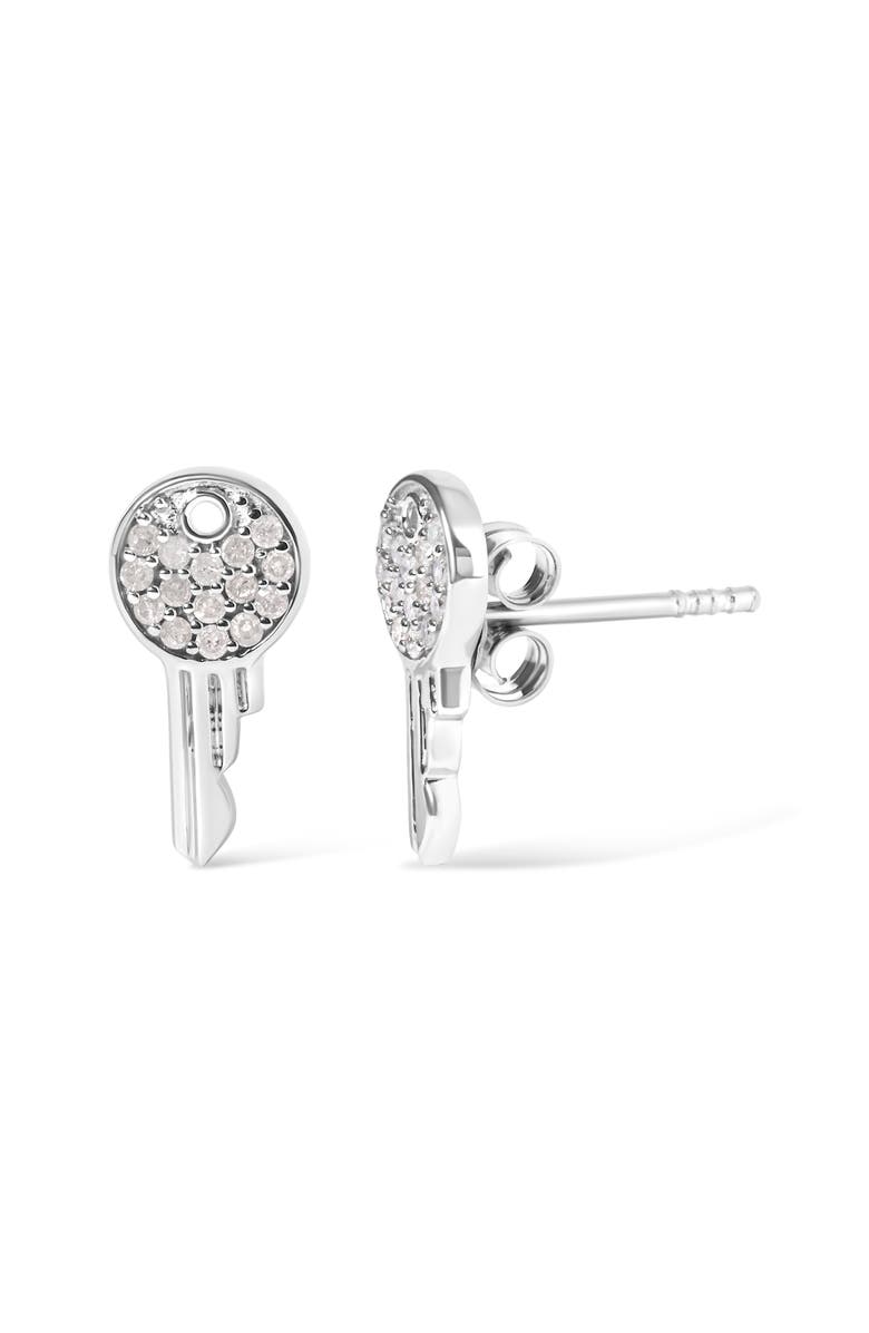 Haus of Brilliance 925 Sterling Silver 1/6ct TDW Diamond Charm Earrings, Alternate, color, Silver