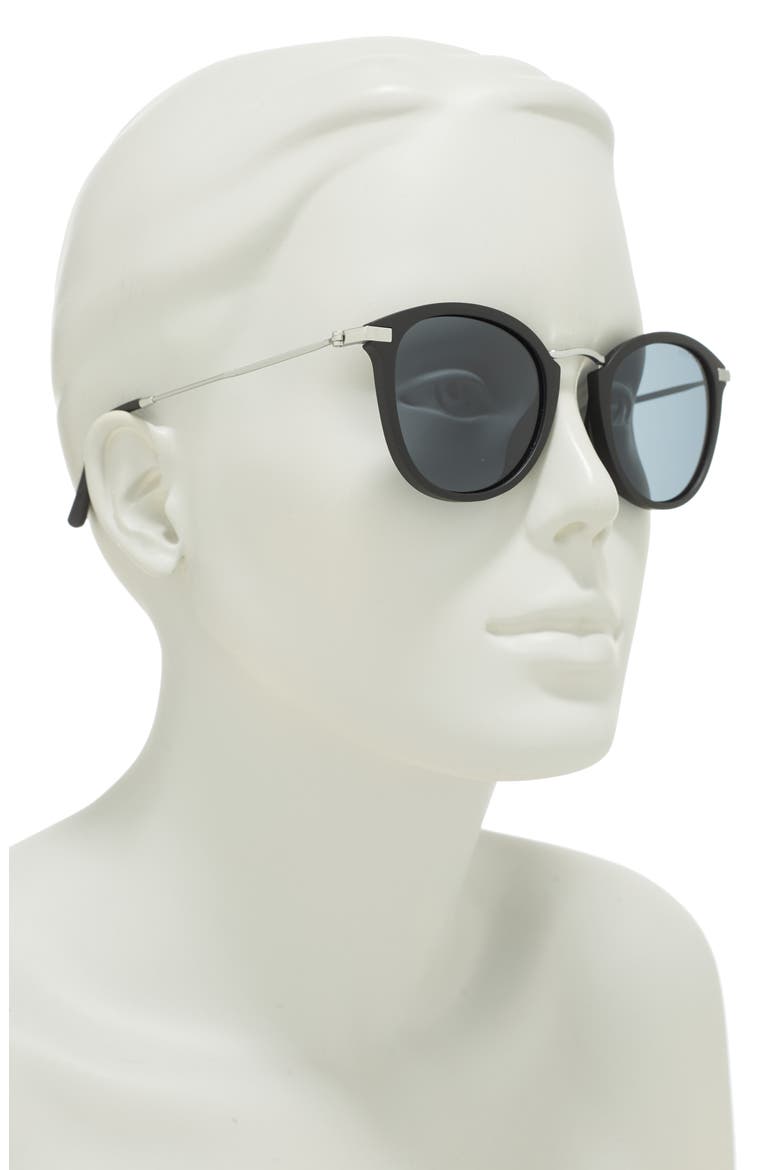 50mm Polarized Round Sunglasses, Alternate, color, BLACK