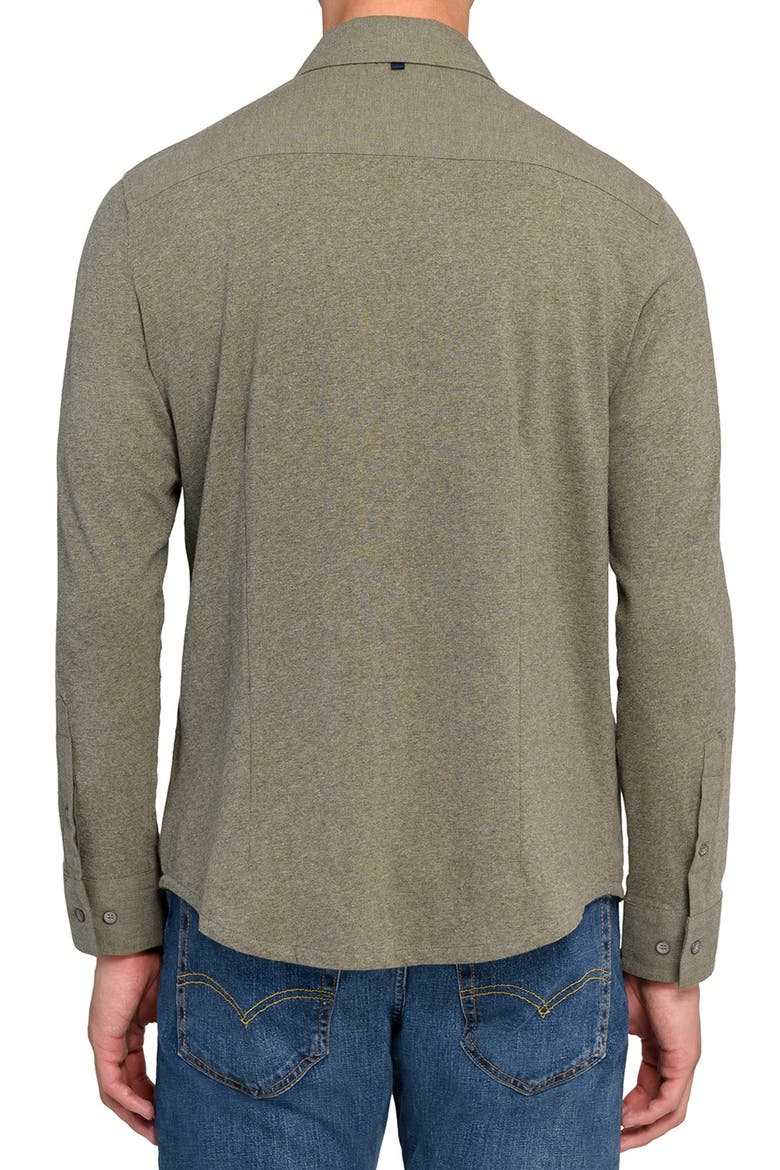 Reworked Slim Fit Heathered Green Cotton Button-Up Shirt, Alternate, color, GREEN