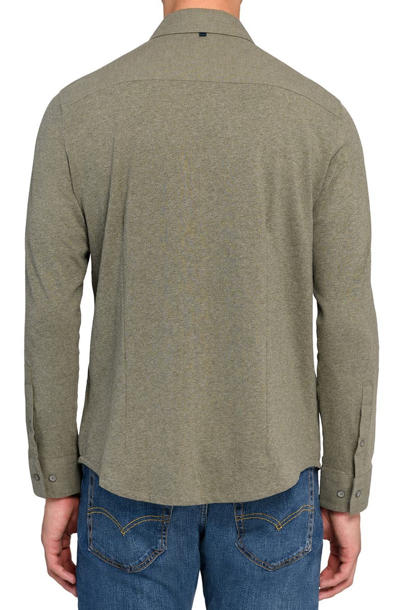 W.R.K Reworked Slim Fit Heathered Green Cotton Button-Up Shirt, Alternate, color, Green