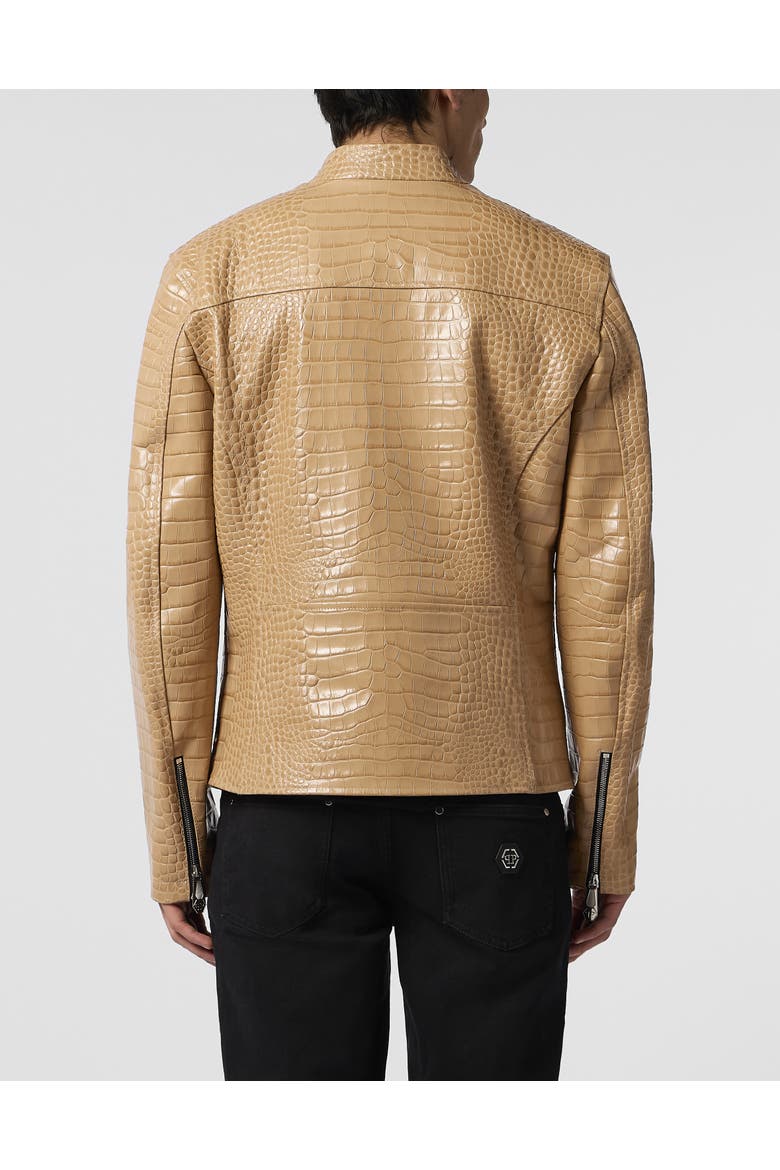 Leather Moto Jacket Cocco Men, Alternate, color, beige