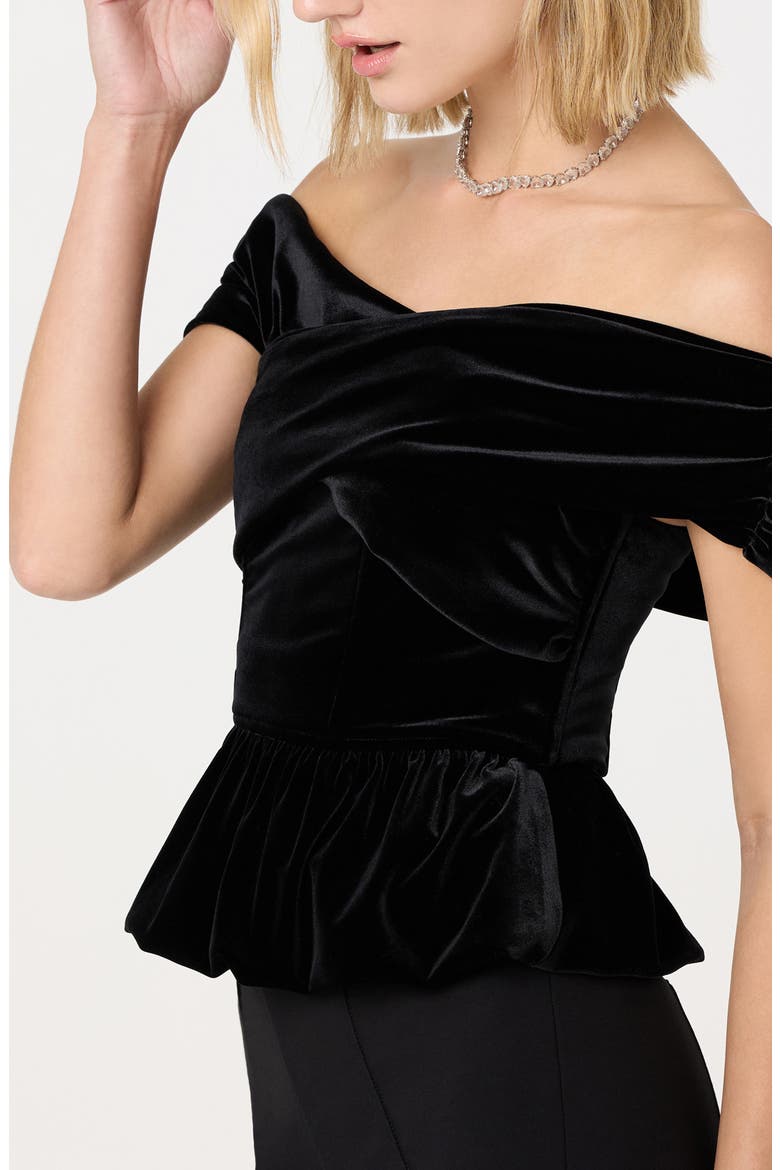 Tenille Velvet Off the Shoulder Top, Alternate, color, BLACK
