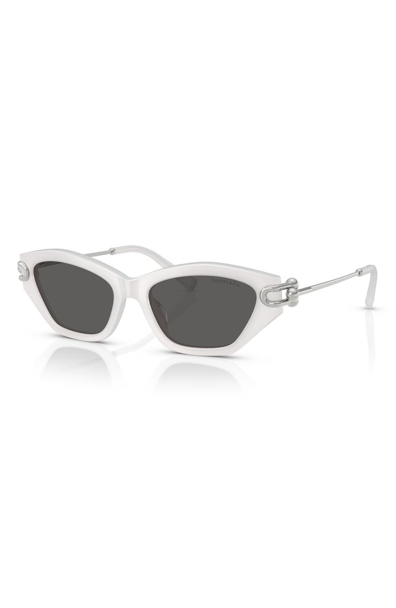 Tiffany & Co. 53mm Cat Eye Sunglasses, Alternate, color, Frosted Star White / Dark Grey