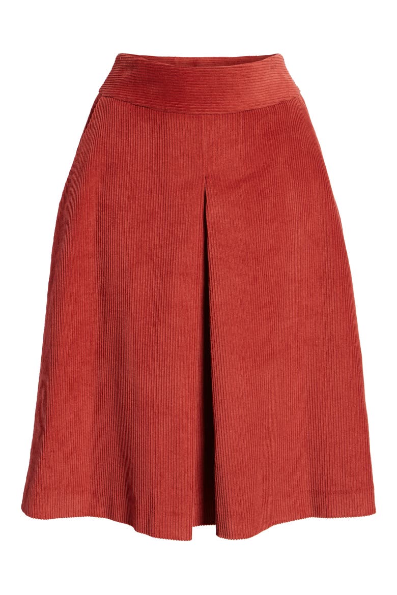 Corduroy Knee Length Skirt, Alternate, color, RED SLATE