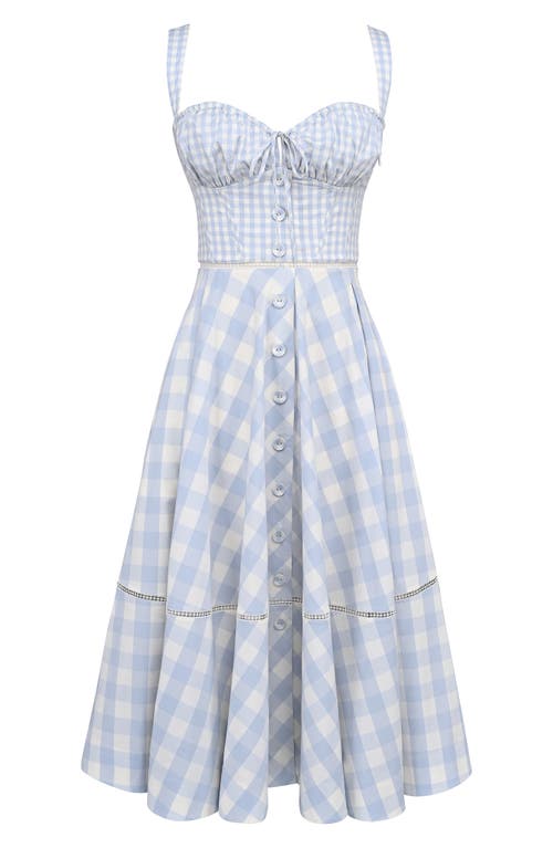House Of Cb Chiarina Gingham Stretch Cotton Midi Sundress