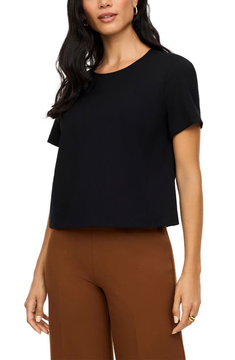 Ponte Cropped Crewneck Tee