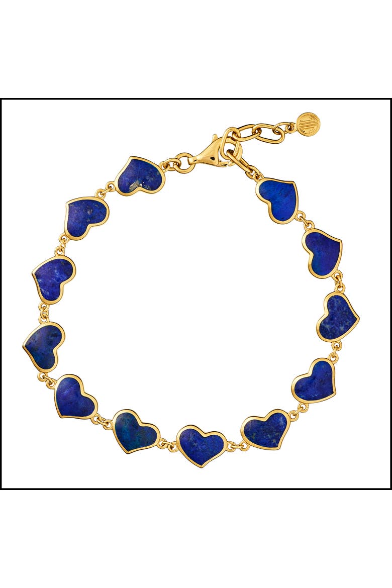 All Around Heart Bracelet Set In 18K Gold Overlay Sterling Silver, Main, color, BLUE