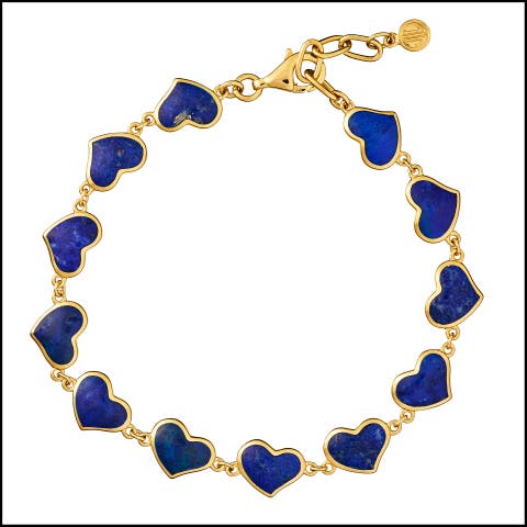All Around Heart Bracelet Set In 18K Gold Overlay Sterling Silver