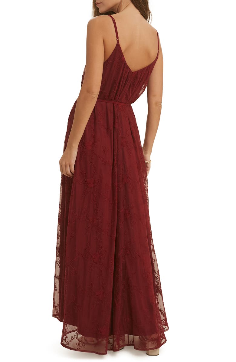 WISHLIST Lace Maxi Dress, Alternate, color, Burgundy
