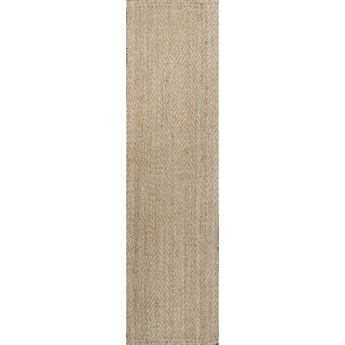Jonathan Y Espina Hand Woven Herringbone Chunky Jute Area Rug In Ivory