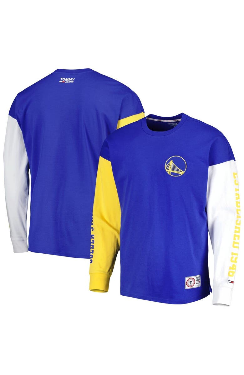 TOMMY JEANS Men's Tommy Jeans Royal Golden State Warriors Richie Color Block Long Sleeve T-Shirt, Main, color, 