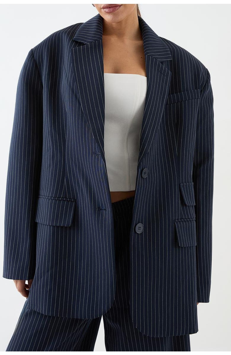 MissPap Premium Pinstripe Oversized Blazer, Alternate, color, Navy