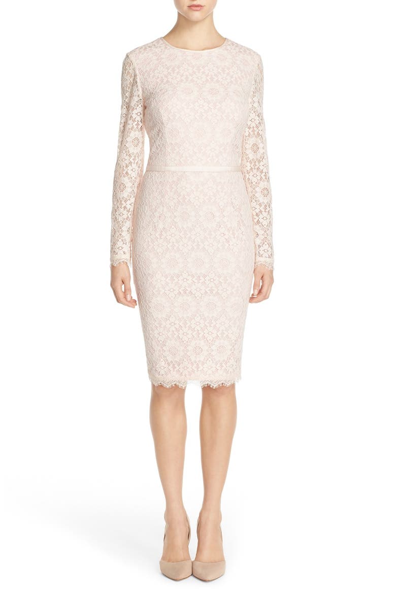 Lace Sheath Dress, Alternate, color, BLUSH