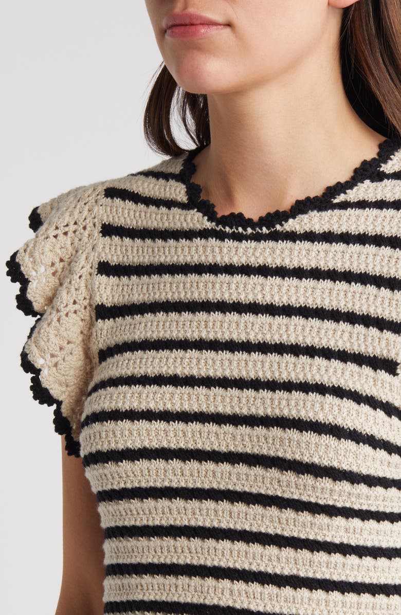 Rails Coen Ruffle Sleeve Peplum Cotton Sweater, Alternate, color, 