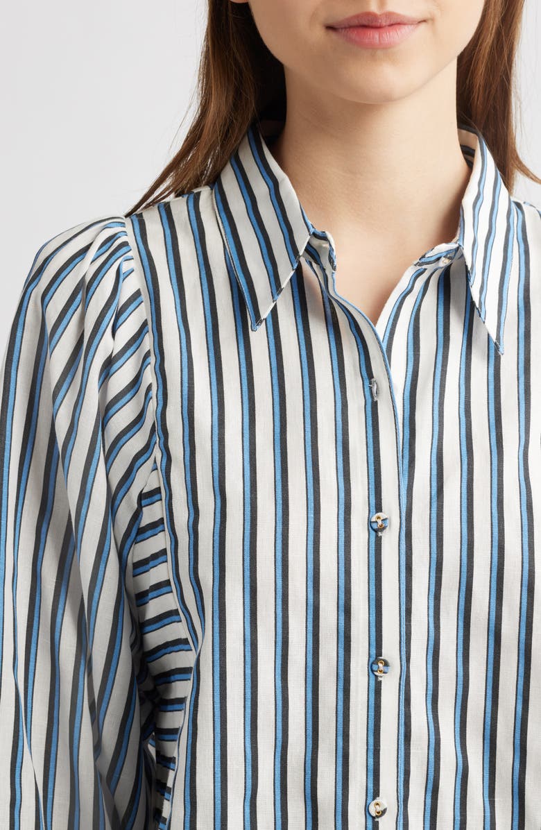 Cleobella Isadora Stripe Cotton & Linen Shirt, Alternate, color, 