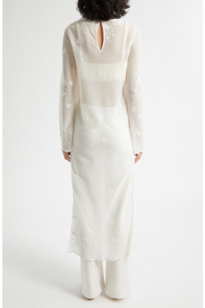 Cove Sheer Embroidered Open Knit Kaftan, Alternate, color, PEARL