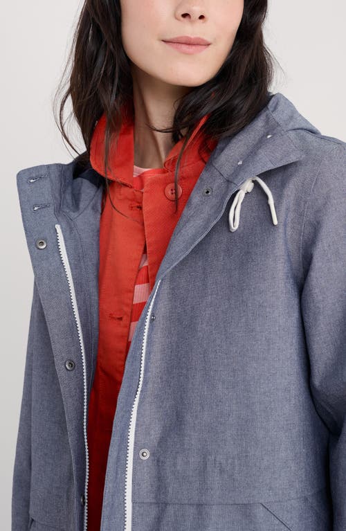 Shop Seasalt Cornwall Blue Depth Waterproof Organic Cotton Jacket In Light Wash Slub Chambray