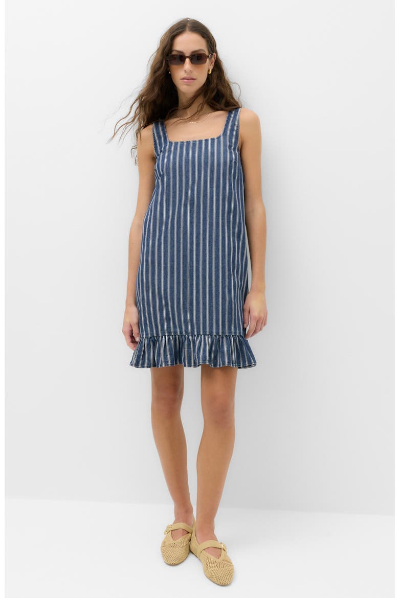 Ruffle Denim Mini Sundress, Alternate, color, DENIM BLUE
