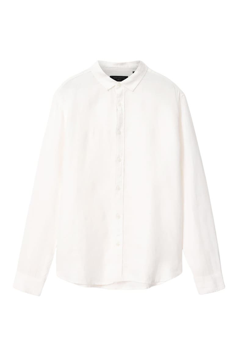 Loom Linen Button-Up Shirt, Alternate, color, WHITE