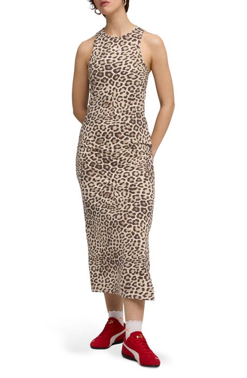 Leo Leopard Print Stretch Cotton Tank Dress
