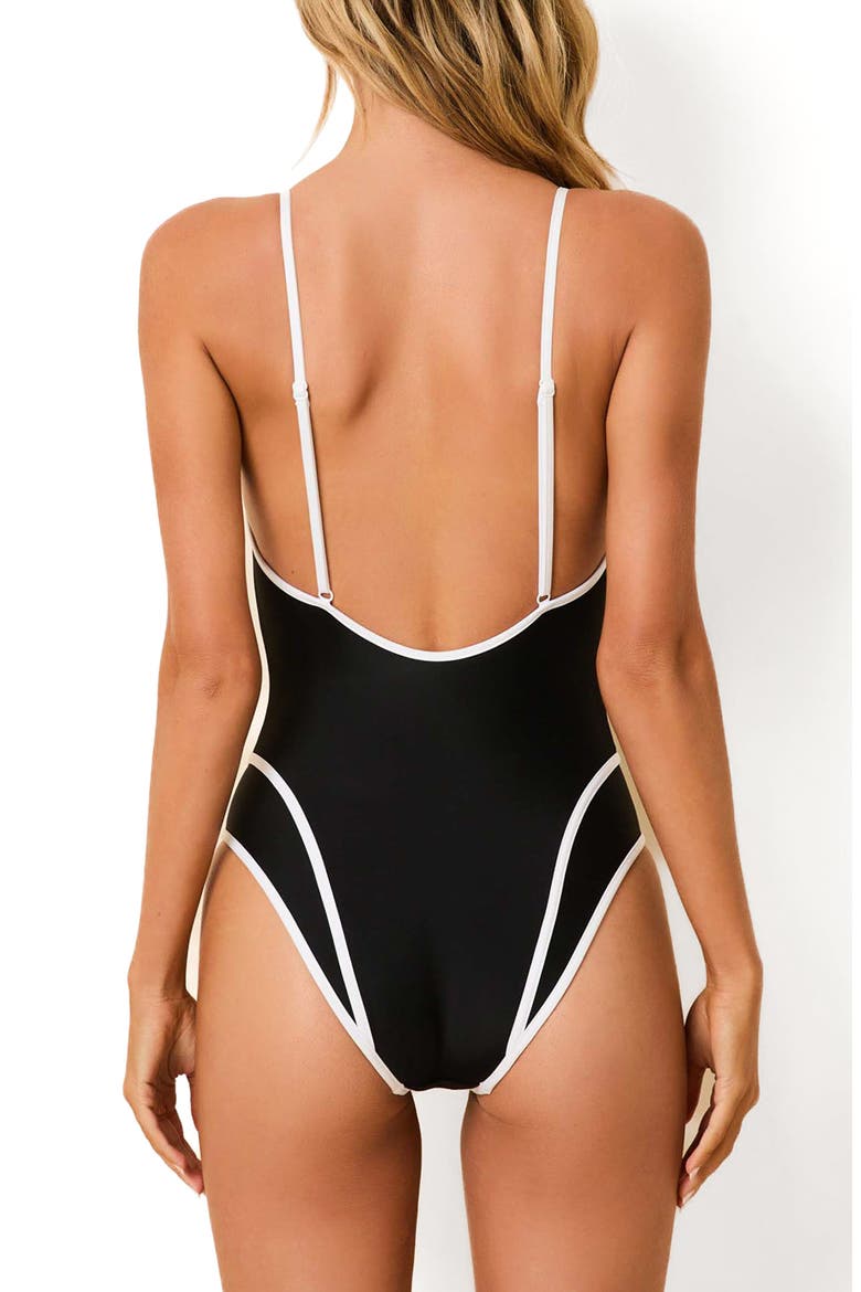 Sawyer Contrast Binding One-Piece Swimsuit, Alternate, color, NOIR