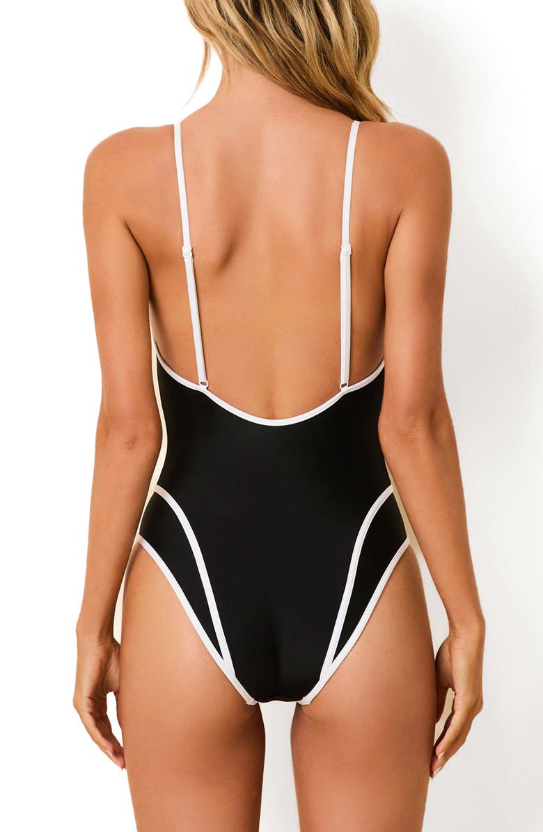 Solid & Striped Sawyer Contrast Binding One-Piece Swimsuit, Alternate, color, Noir