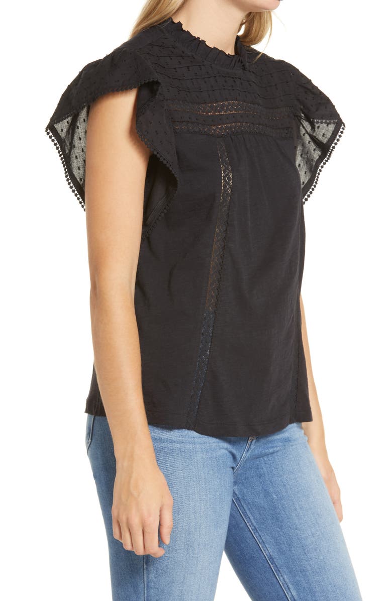 Caslon<sup>®</sup> Pintuck Yoke Flutter Sleeve Tee, Alternate, color, 