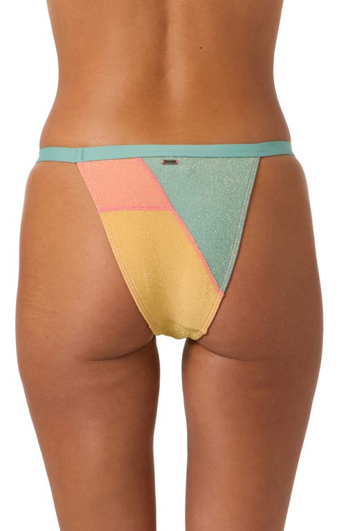 O'neill Juniors' Mirage Colorblocked Maracas Bikini Bottoms In Coral Multi Colored