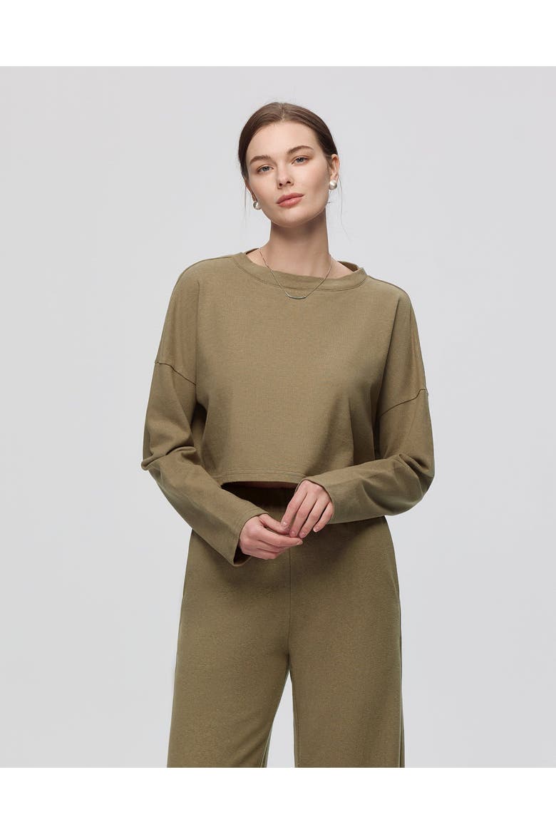Aera Boxy Sweater, Alternate, color, olive