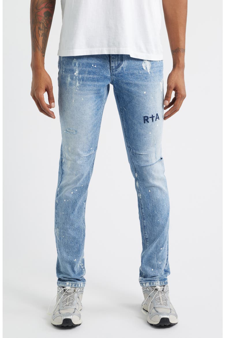 Clayton Paint Splatter Ripped Skinny Jeans, Main, color, DISTRESSED WHITE PAINT