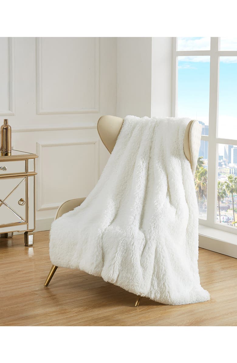 Juicy Couture Shaggy Faux Fur Throw Blanket, Alternate, color,