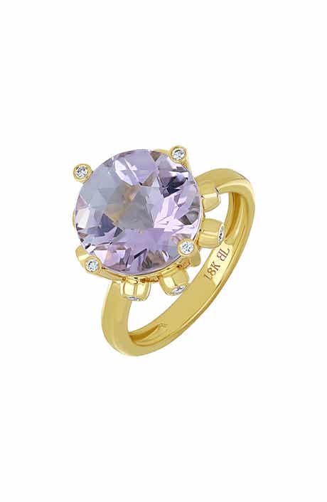 18k Gold Amethyst and Diamond Statement Ring