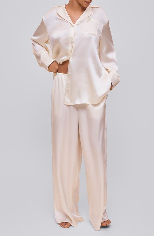Papinelle Audrey Mulberry Silk Wide Leg Drawstring Pants In Neutral
