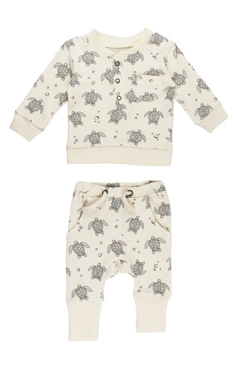 Organic Cotton Henley Sweatshirt & Joggers Set