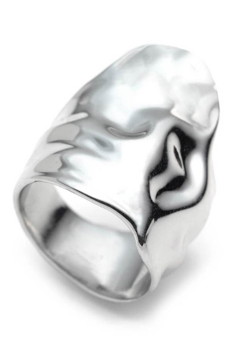 Crumpled Asymmetric Statement Ring, Main, color, SILVER