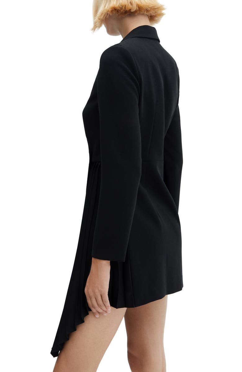 MANGO Pleated Asymmetric Long Sleeve Blazer Dress, Alternate, color, 