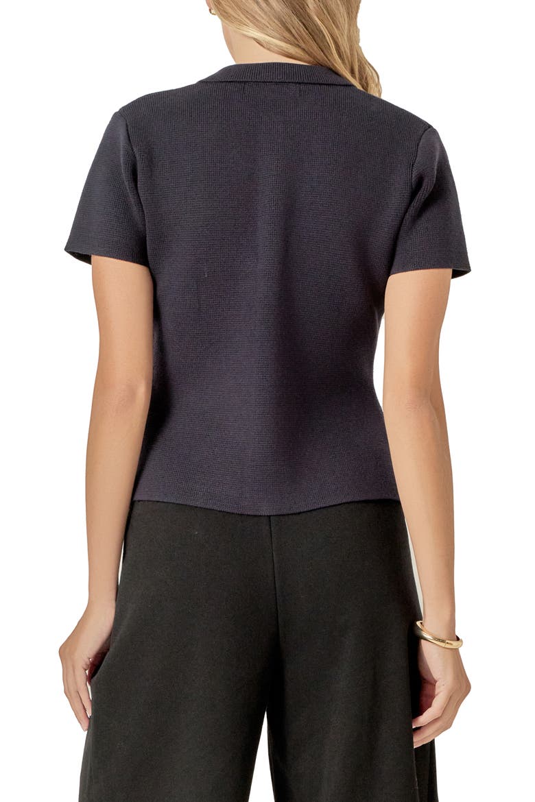 Short Sleeve Button Front Cardigan, Alternate, color, BLACK
