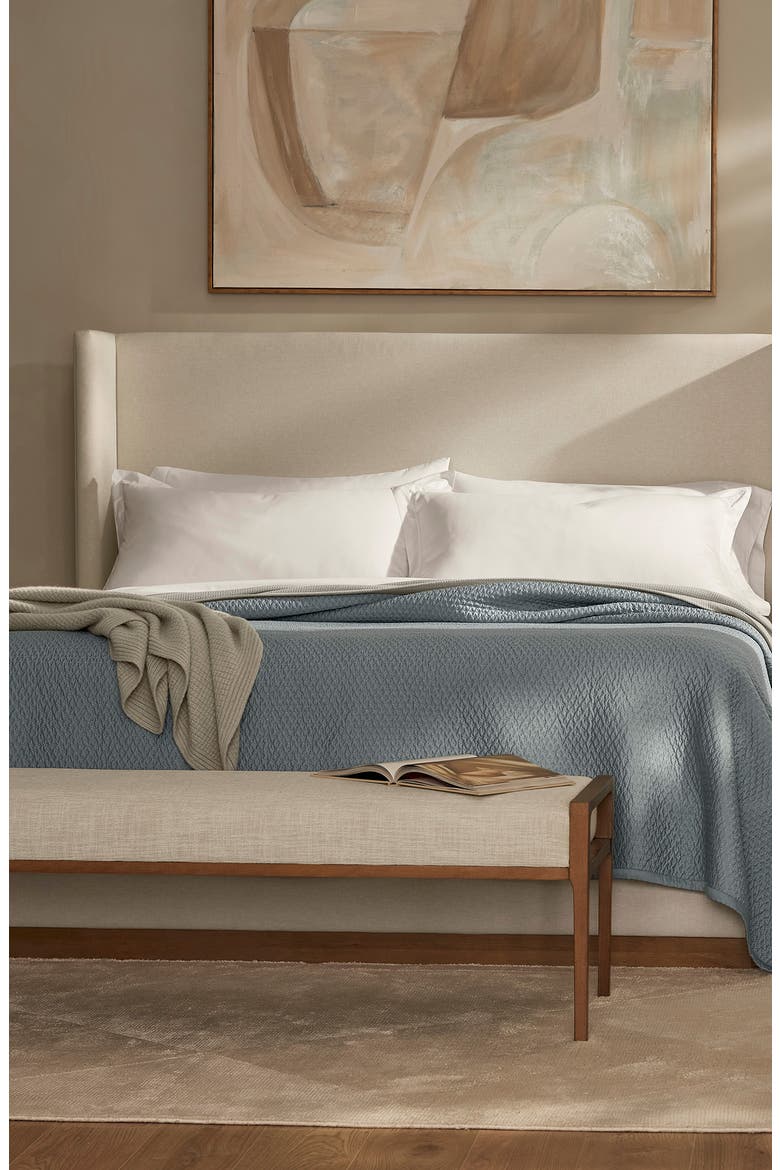 Signature Texture Stitch Organic Cotton Quilt, Alternate, color, BLUESTONE