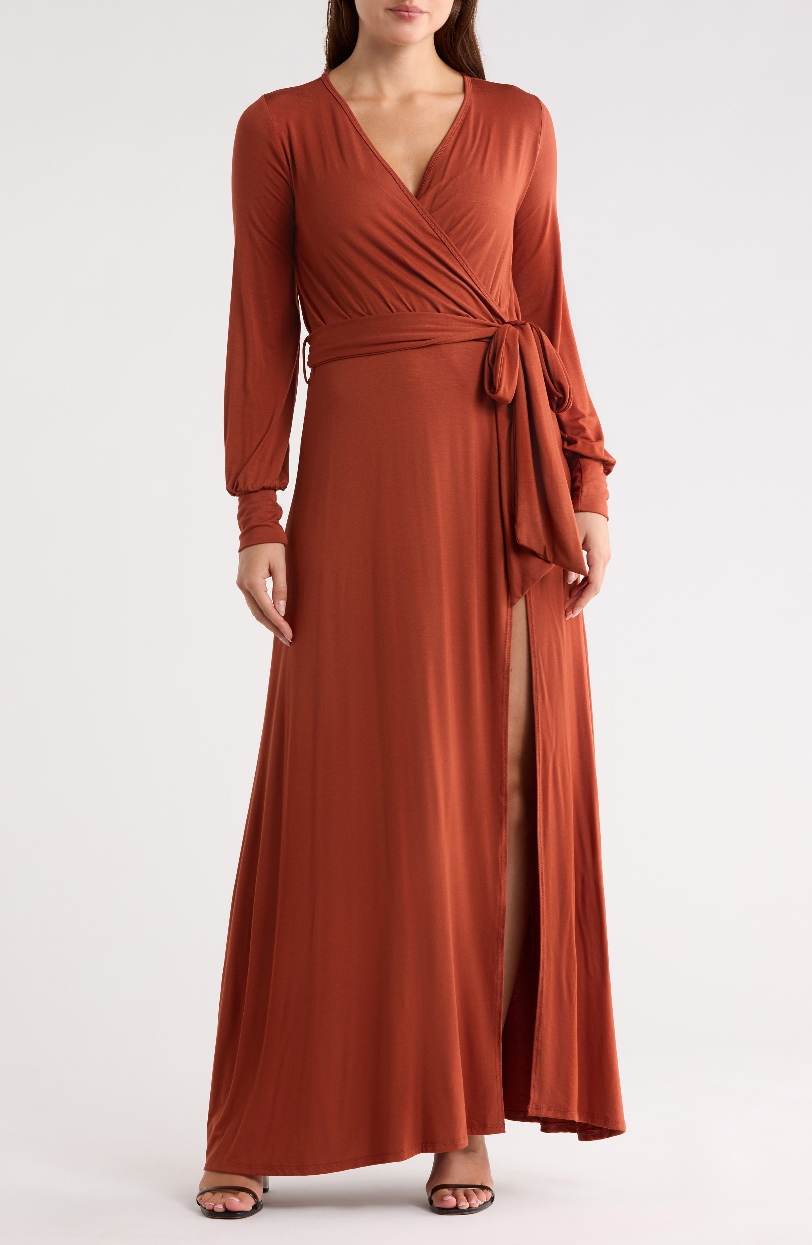 GO COUTURE Long Sleeve Empire Waist Maxi Dress