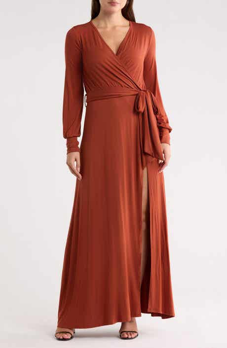 GO COUTURE Long Sleeve Empire Waist Maxi Dress