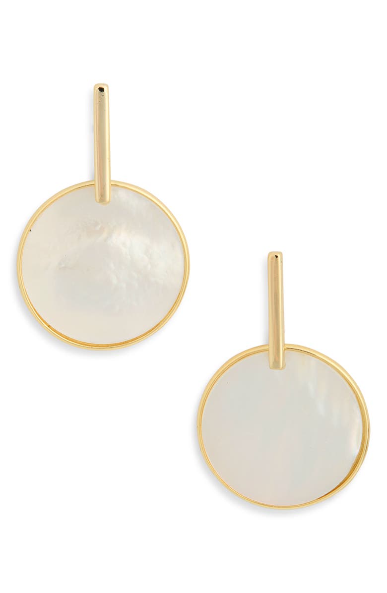 ARGENTO VIVO Mother-of-Pearl Disc Drop Earrings, Main, color, Gold